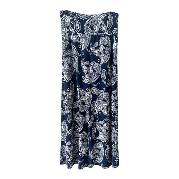 Azules Womens Navy White Paisley Stretch Made In USA Maxi Skirt Size Large - Picture 1 of 4